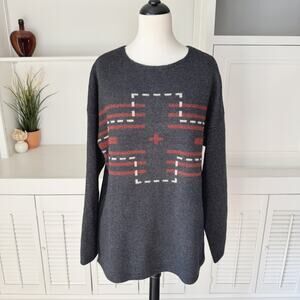 Pendleton Gray and Red Crew Neck Sweater